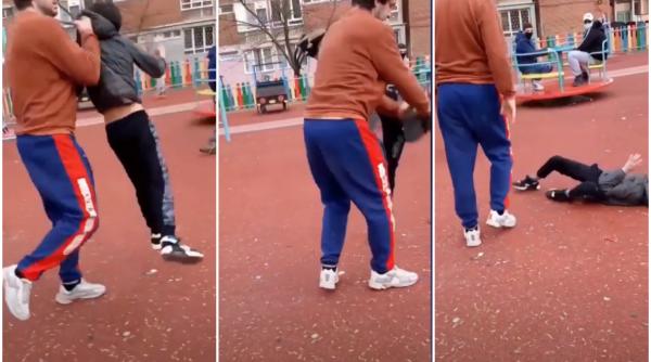 VIDEO - Scenă VIOLENTĂ într-un parc din Hunedoara: Un bărbat trântește la pământ un copil de 13 ani și nimeni nu intervine