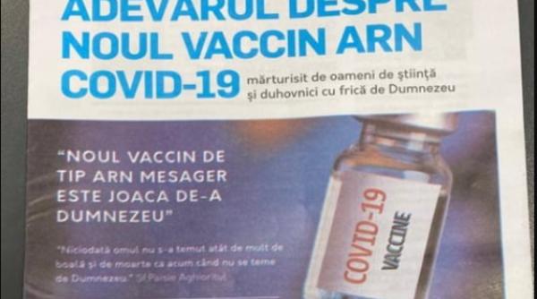„Misionar“ antivaccinist român, reținut în timp ce distribuia broșuri alarmiste cu  „adevărul despre noul vaccin ARN Covid19“