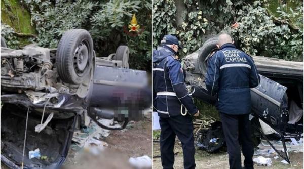 Italia. Un român a murit strivit în maşină: S-a prăbușit în gol de la aproximativ 8 metri