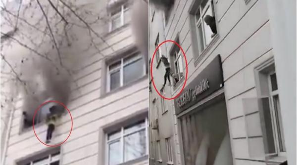 Patru copii, aruncați de la etajul 3 de mama lor pentru a-i salva dintr-un incendiu (VIDEO)