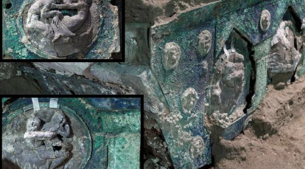 Trăsură ceremonială antică, plină de motive erotice, „descoperire unică, fără precedent în Italia”