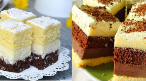 Prăjitura Duo Creme. Rețeta delicioasă, gata în 15 minute. Fără coacere și fără muncă migăloasă