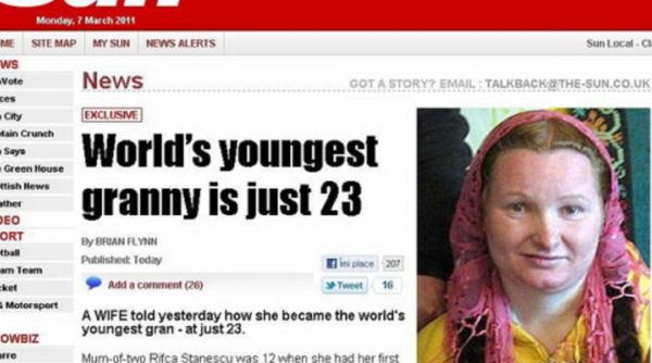 Cea mai tânără bunică din lume este o româncă stabilită în Marea Britanie. Are doar 23 de ani 