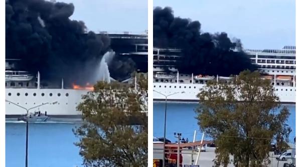 Nava de pasageri MSC Lirica a luat FOC în Grecia, în zona cabinelor pentru turiști. Video
