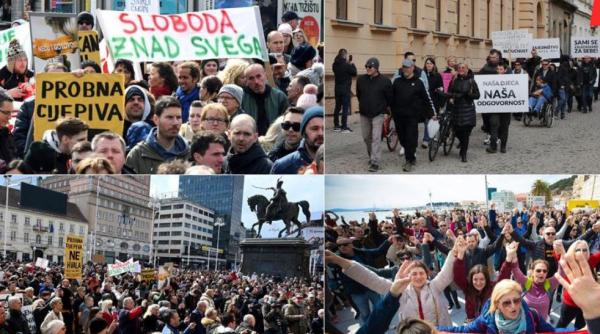 Mii de persoane au protestat în Croaţia împotriva măsurilor anti-Covid: „Nu suntem cobai”