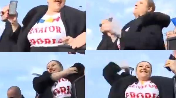 Șoșoacă, dans la protestul din București. Imagini incredibile - VIDEO