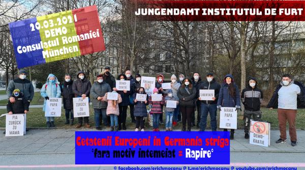 Germania. Românii au PROTESTAT împotriva abuzurilor comise în cazul fetiței care a fost răpită de lângă mama sa 