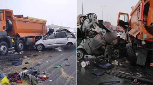 Accident grav pe A1: șase mașini și două TIR-uri implicate