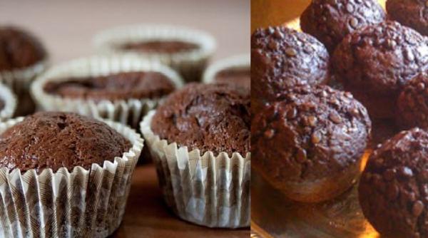 Brioșe cu banane și ciocolată. Un desert ușor, fără unt, zahăr și făină. Are doar 90 de calorii 