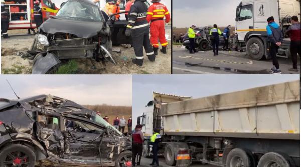 Frați români, de 15 și 22 de ani, morți după ce au ajuns cu mașina sub un camion, pe DN 7 (VIDEO)