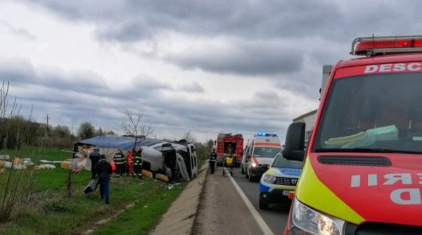 Șofer de TIR, mort după ce s-a răstunat cu TIR-ul pe DN 5, în Giurgiu