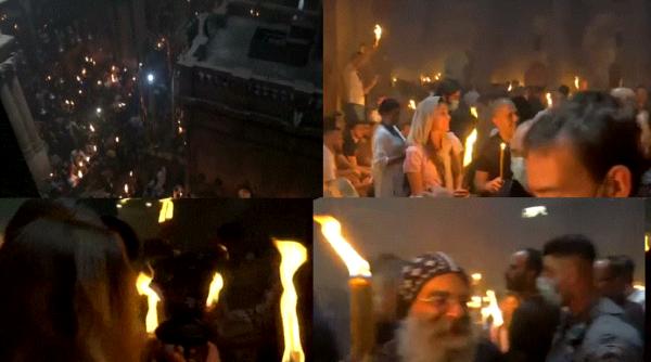 Lumina Sfântă la Ierusalim, care s-a aprins în Biserica Sfântului Mormânt, va ajunge în România în jurul orei 19.00