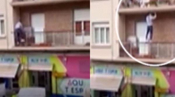 Spania. Româncă, urcată pe balustrada balconului, salvată în ultimul moment de un tânăr: Mi-a zis că o cheamă Elvira. Familia ei mi-a mulțumit