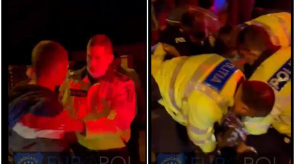 Polițiști din Craiova, AGRESAȚI de mai multe persoane. Un agent a fost lovit cu capul în față - VIDEO