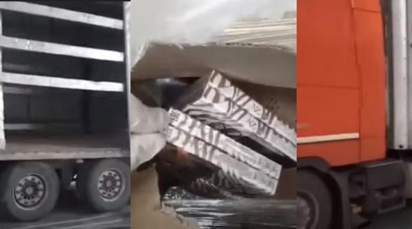 Șoferul camionului, încărcat cu peste 600 de baxuri de țigări de contrabandă, prins după mai multe zile de căutări