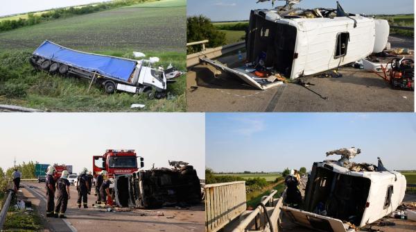 Un TIR românesc și un microbuz, coliziune nimicitoare din cauza unei gropi, în Ungaria: Trei morți
