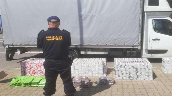 Autoutilitară, verificată la sânge la frontiera României. Șoferul a mințit polițiștii că transportă pahare şi îndulcitor 