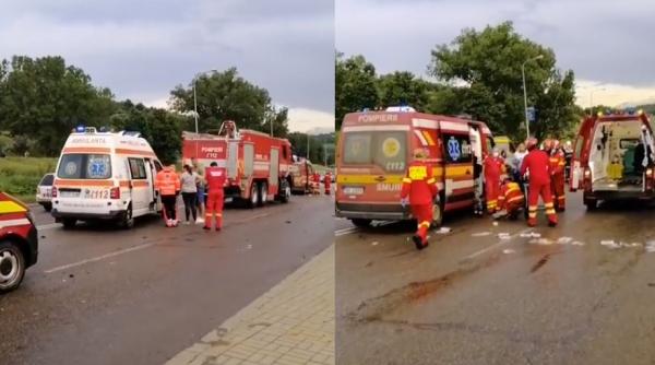 Accident rutier grav, cu cinci mașini, la intrare în municipiul Botoșani. Nouă victime, printre care un minor, au ajuns la spital