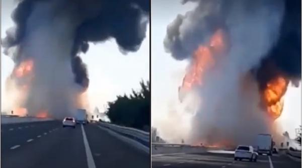 Italia. Imagini de GROAZĂ de la explozia în care au ars de VII șoferii de TIR în interior - VIDEO