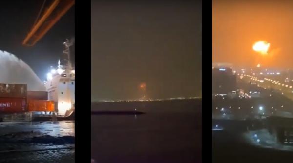 Explozie violentă în portul principal din Dubai, urmată de un incendiu puternic - VIDEO