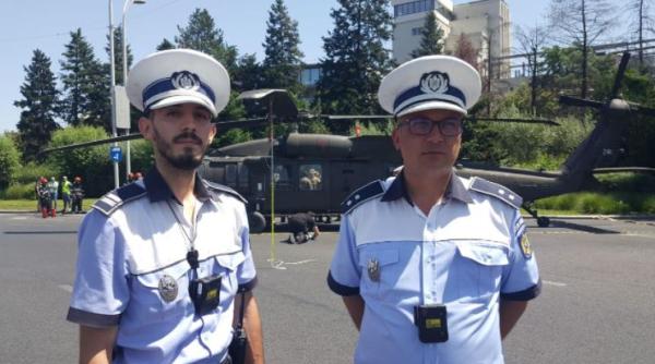 Doi polițiști, eroii zilei. Au oprit imediat mașinile, când au văzut elicopterul, care ateriza forțat: ”Ne-am dat seama că ceva nu e în regulă!”