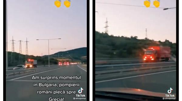 Imaginile zilei filmate pe autostradă, în Bulgaria. Zeci de mașini românești de pompieri au plecat să salveze Grecia. Video