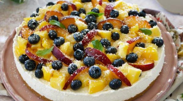 Cheesecake cu fructe, fără coacere. Un desert proaspăt și colorat, foarte simplu de făcut