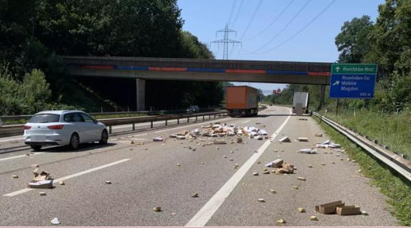 Elveția. Un român a creat haos și ambuteiaje pe autostradă: Tone de mâncare pentru pisici împrăștiate pe caldarâm