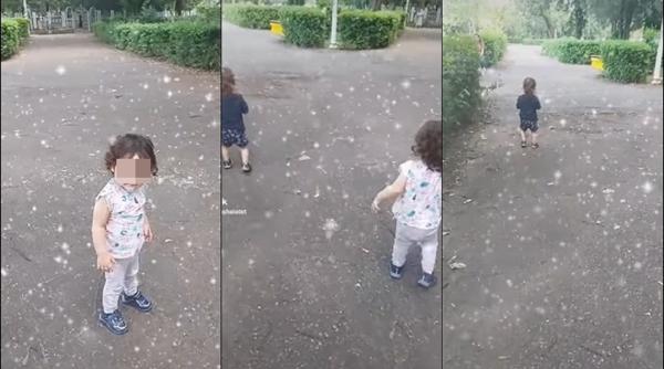 Ultimele imagini în viață cu gemenii din Ploiești. Micuții erau filmați în parc de către Andreea - VIDEO