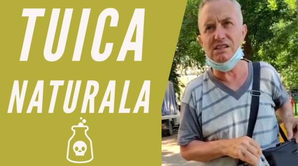 Țuica "e bună, naturală" din comuna Mihaești. Iulică Anton este bătrânul care o vinde si care a invadat internetul. Are o afecțiune rară