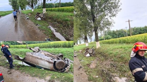 Un șofer român şi-a rupt maşina în două într-un cap de pod