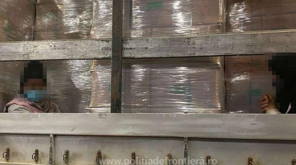 Autocamion, condus de un șofer georgian, oprit la Nădlac. Mai mulți migranți, depistați ascunși printre alunele transportate