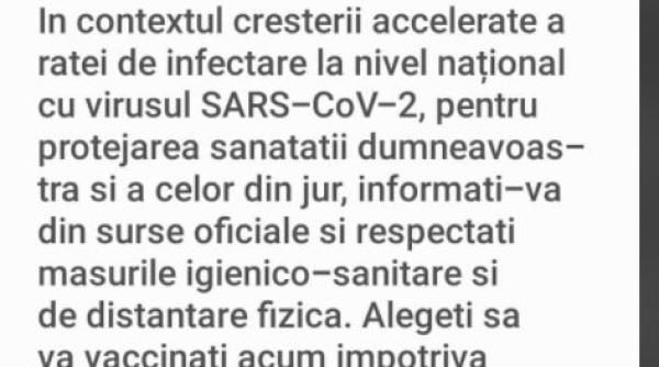 Mesaj Ro-Alert în toată țara. Românii, sfătuiți să se vaccineze