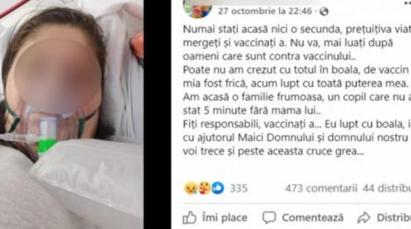 Tânără româncă, ucisă de Covid. Cristina, mesaj sfâșietor înainte să moară: „Am acasă un copil care nu a stat 5 minute fără mama lui”