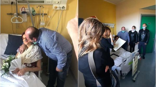 Italia. Doi tineri români s-au căsătorit în salonul unui spital. Loredana și Costel au avut o ceremonie emoționantă - FOTO