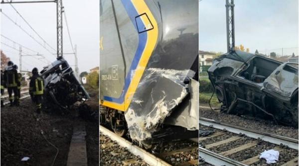 Italia. Un microbuz s-a prăbușit de pe un pod pe șine chiar când venea un tren. Un tânăr a murit, alți trei sunt în stare gravă