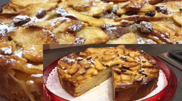 Tartă cu mere, stafide și aromă de lămâie. Se face cât ai clipi, iar rezultatul e fantastic