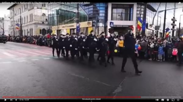 Jandarmeria își cere scuze după ce s-a făcut de râs la defilarea de la Cluj-Napoca