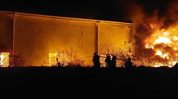 Incendiu cu flăcări de 5-6 metri la o firmă din Popești-Leordeni. A fost emis mesaj Ro-Alert. UPDATE