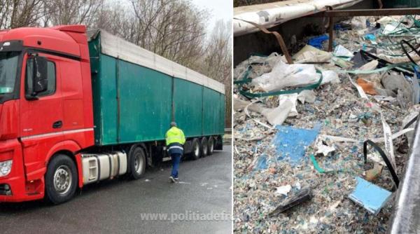 Două camioane, încărcate cu peste 40 tone deșeuri, întoarse la frontiera de vest a României