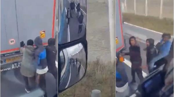 Șoferi de TIR, atacați de migranți în Franța - VIDEO