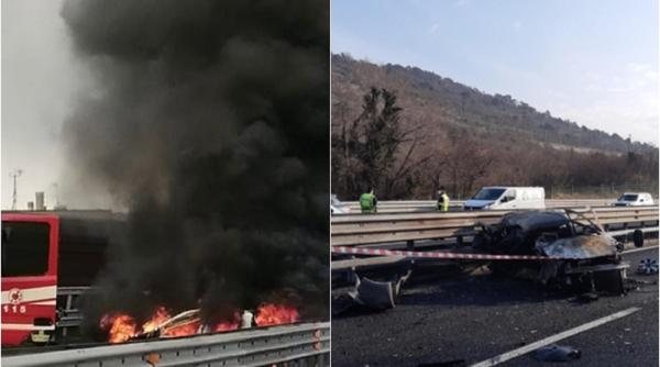 Italia. Moarte cumplită pentru o româncă, pe A4. O mașină care mergea pe sensul greșit a ucis-o într-o secundă. Vehiculul i-a luat foc