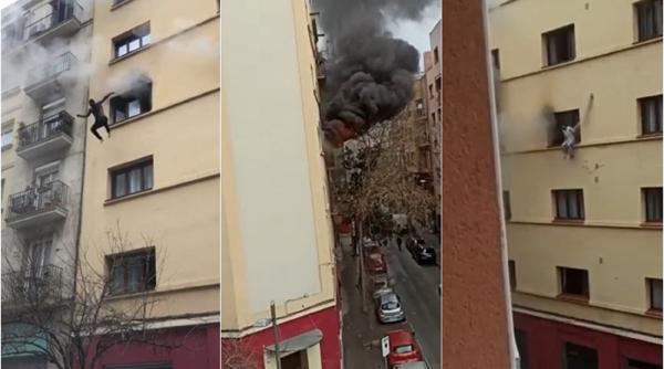 Un hotel din Barcelona a luat foc. Clienții au sărit de la etaj pentru a se salva: Cel puțin un mort și opt răniți - VIDEO