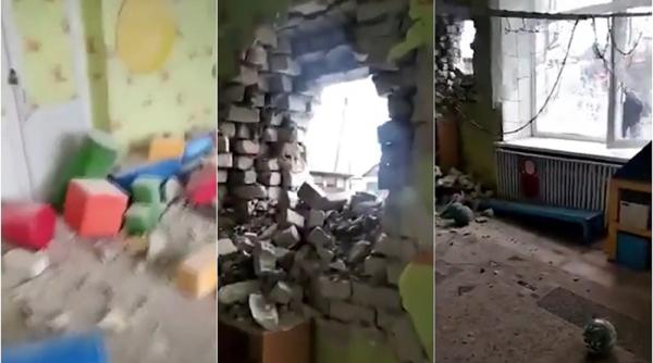 Tensiunile iau amploare în Donbas: Grădiniță, bombardată. Localnicii s-au adăpostit în subsoluri 