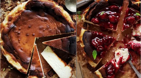 Cheesecake spaniol cu zmeură, o nebunie de culori și arome. Nimeni nu va refuza o felie!