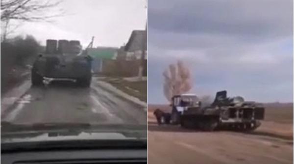 Țărani ucraineni filmați când își duc acasă blindate rusești: „Nu știi când ai nevoie să mergi cu el după lemne” - VIDEO