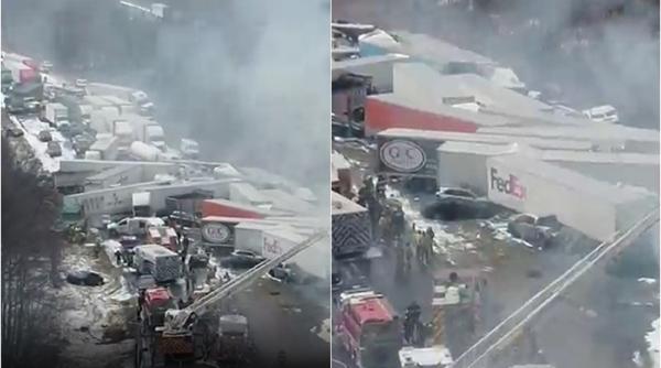 Accident în lanț cu peste 50 de mașini și TIR-uri: Mai mulți morți