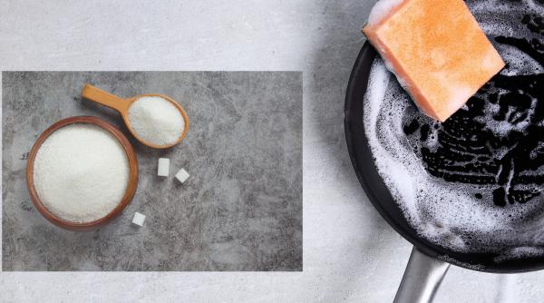 Amestecul puternic cu zahăr pentru tigăile tale arse. Trucul prin care vei vedea cum cade tot ce-i ars instantaneu, fără pic de efort