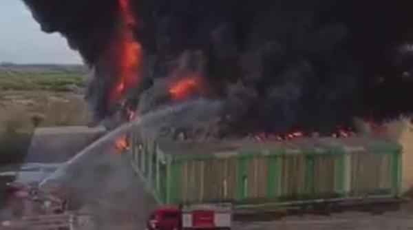 Incendiu uriaș la marginea Timișoarei, în apropierea unui depozit de azotat. Locuitorii, avertizați prin mesaj RO-Alert