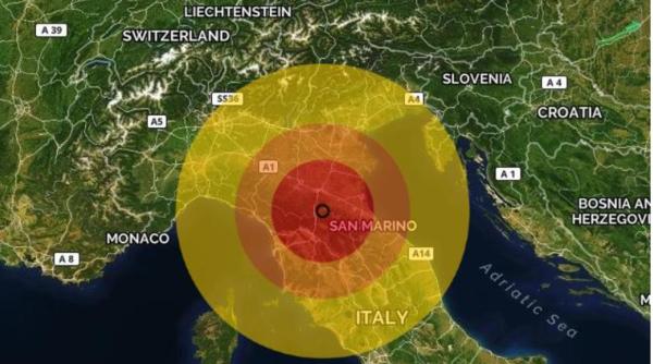 Cutremur în Italia, resimțit în mai multe zone